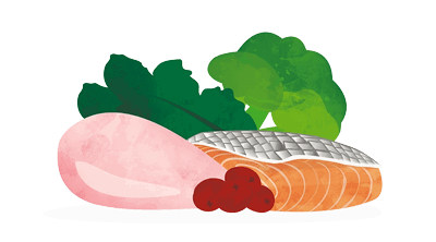 Dogline Edgard en Cooper natvoer kip en zalm ingredienten tekening