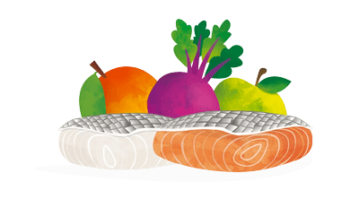 Dogline Edgard en Cooper natvoer Zalm en forel ingredienten tekening